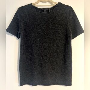 Theory Dark Grey Cashmere Short Sleeve Top (size small)
